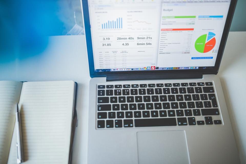 Laptop showing marketing analytics charts