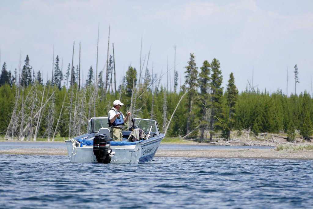 Angler in an aluminum fishing boat
